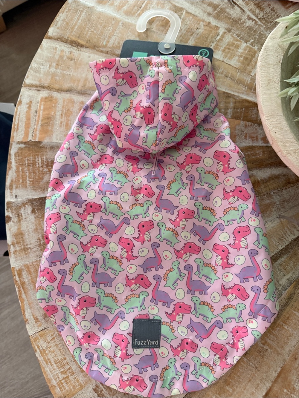 Pink Dino Print Dog Hoodie